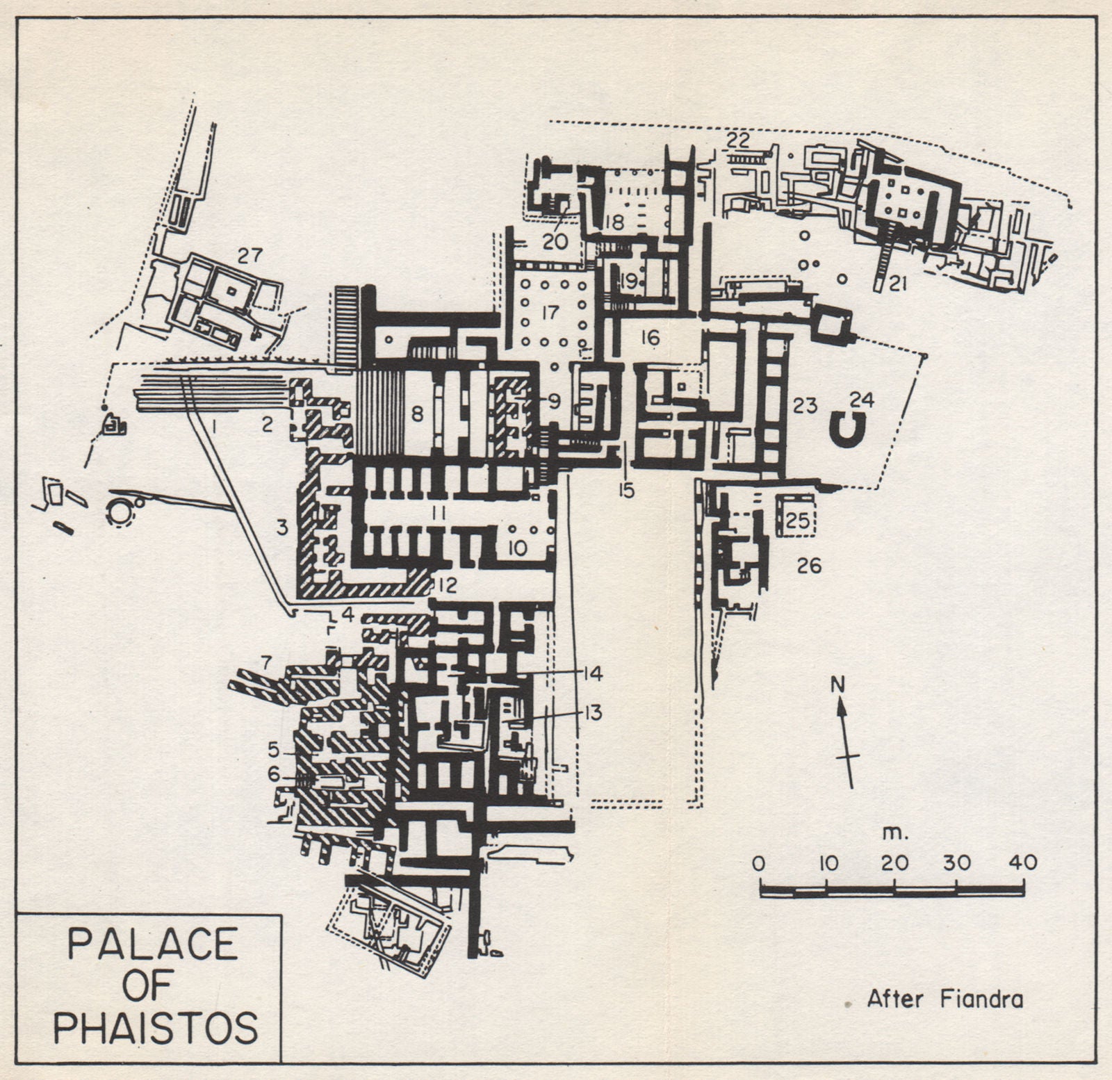 PALACE OF PHAISTOS vintage ground plan. Phaestos. Crete. Greece 1967 old map
